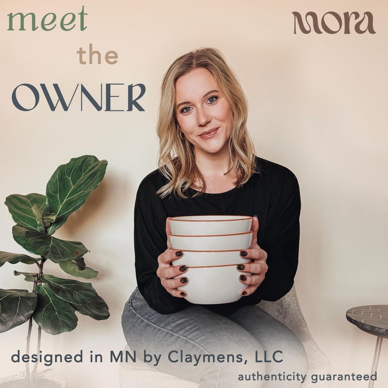 Mora Ceramic Bowls For Kitchen, 28oz - Bowl Set of 4 - For Cereal, Salad, Pasta, Soup, Dessert, Serving etc - Dishwasher, Microwave, and Oven Safe - For Breakfast, Lunch and Dinner - Vanilla & Grey - Image 3